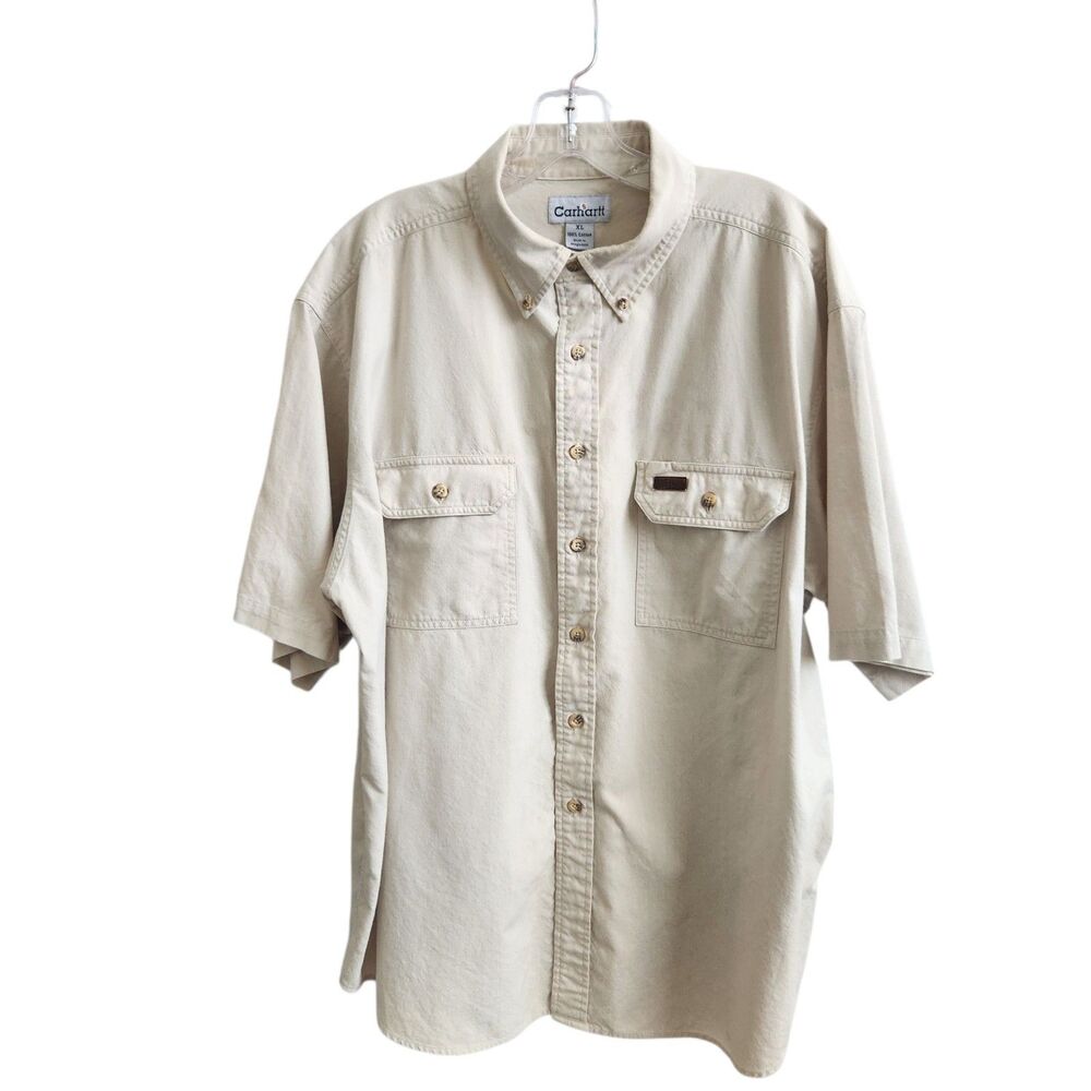 Carhartt Mens Short Sleeve Work Shirt-Utility-Pockets-Back Pleat-Button Up- XL
